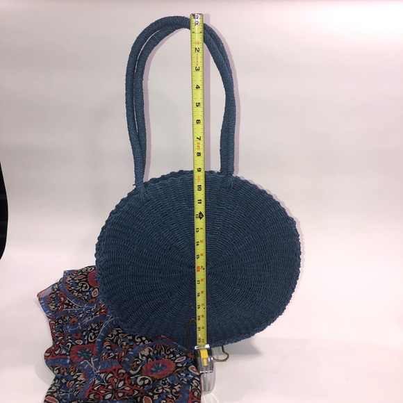 French Connection 15” blue natural fiber bag - WOW - Picture 8 of 11